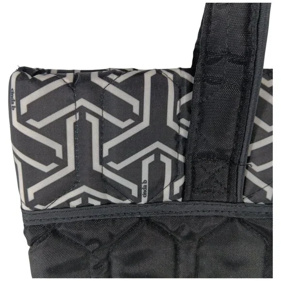 CINDA B-Jet Set Black Essentials Tote-Purse-Shoulder Bag-Quilted Pattern - Picture 11 of 12